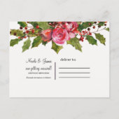 Dezember Winter Wedding Holly Floral Save the Date Ankündigungspostkarte (Rückseite)
