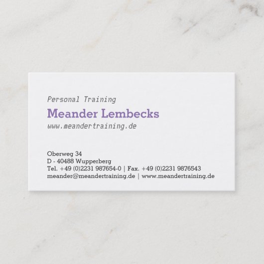 Dezent mit Punkt Visitenkarte (Vorderseite)