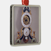 Dezimale und duodezimale Uhr Silbernes Ornament (Rechts)