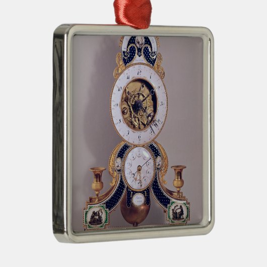 Dezimale und duodezimale Uhr Silbernes Ornament (Rechts)