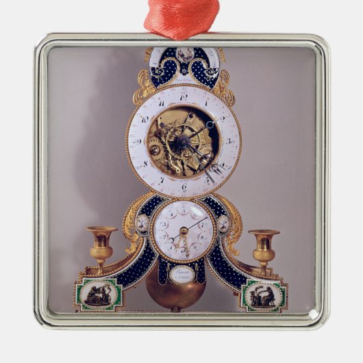 Dezimale und duodezimale Uhr Silbernes Ornament (Vorne)
