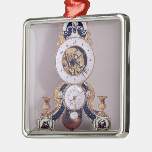 Dezimale und duodezimale Uhr Silbernes Ornament (Links)