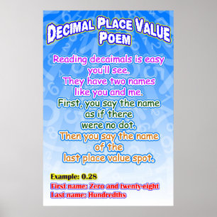 Dezimalstellen-Wert-Gedicht = Poster/Ankerdiagramm Poster
