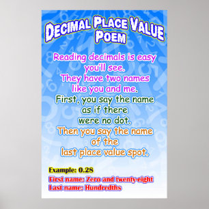 Dezimalstellen-Wert-Gedicht = Poster/Ankerdiagramm Poster