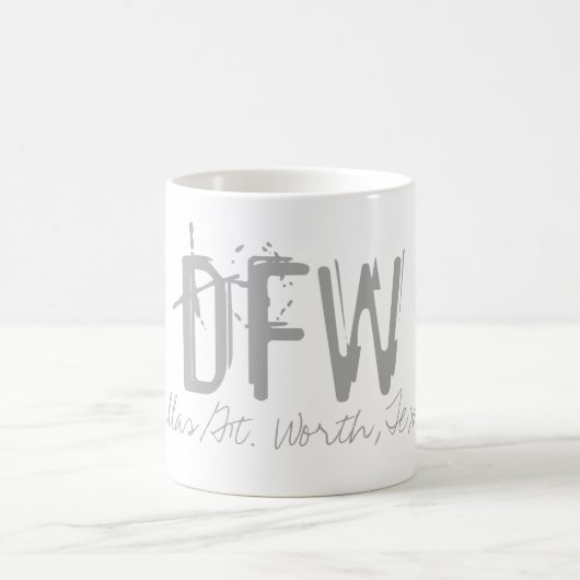 DFW Dallas/Ft.Worth Typografie Kaffeetasse (Mittel)