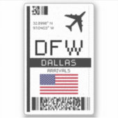 DFW Dallas, Texas Airport Boarding Pass - USA Aufkleber (Vorderseite)