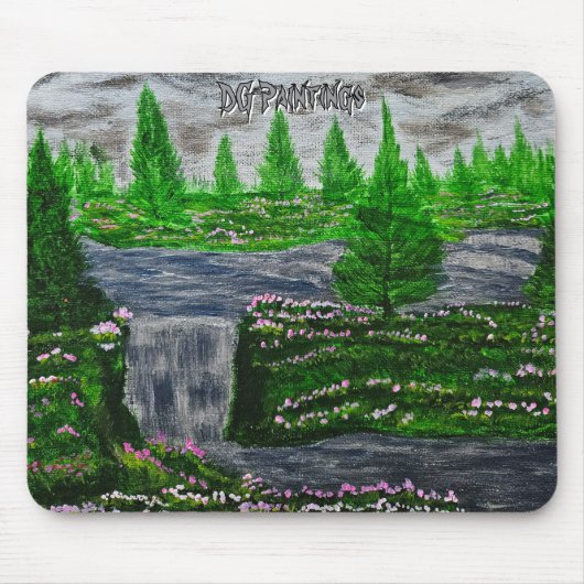 DG-Gemälde Pine Meadow Wasserfall Mousepad (Vorne)