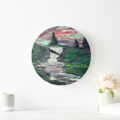 DG-Gemälde Pine Valley Wasserfall  Große Wanduhr (Zuhause)