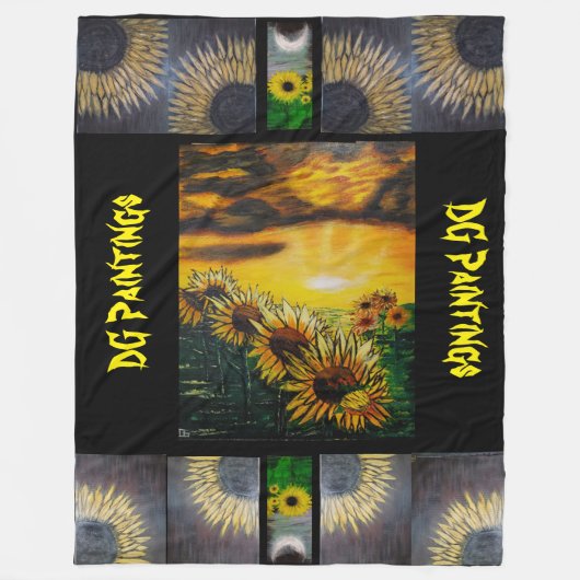 DG-Malgerei Sonnenblumenfelder-Decke Fleecedecke (Vorderseite)