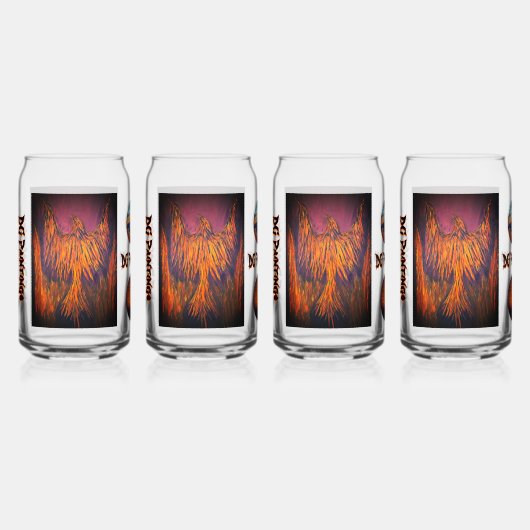 DG Paintings Feuer Phoenix Trinkset Dosenglas (Vorderseite)