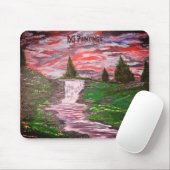 DG Paintings Sonnenuntergang Wiese Wasserfall Mousepad (Mit Mouse)