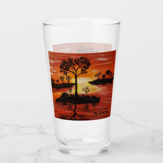 DG Paintings Sonnenuntergangsreflexion Glas (Vorderseite)