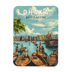 Dhaka Bangladesch Illustration Reise Kunst Vintage Magnet