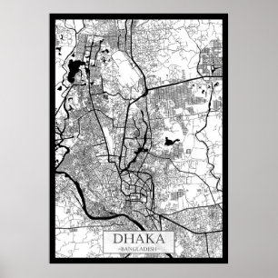 Dhaka Bangladesch Karte Poster