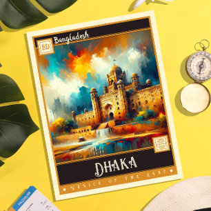 Dhaka, Bangladesch Vintage Malerei Postkarte