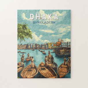 Dhaka Bangladesh Illustration Travel Art Vintag Puzzle