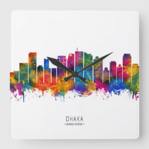 Dhaka Bangladesh Skyline Quadratische Wanduhr