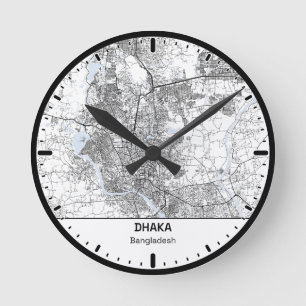 Dhaka Clock City Line Art Runde Wanduhr