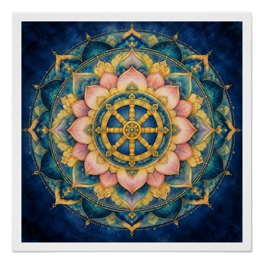 Dhamar Lotus Mandala Poster (Vorderseite)