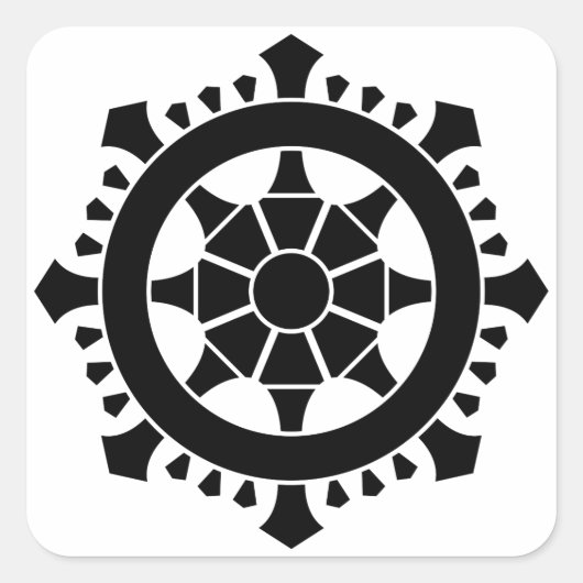 Dharma chakra quadratischer aufkleber (Vorderseite)