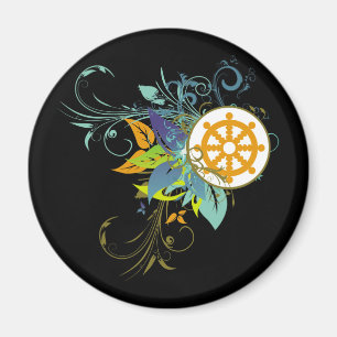 Dharma Rad mit Blumen Magnet