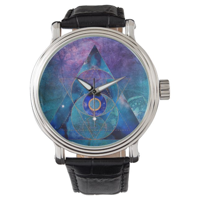 Dharma Sacred Geometry Galaxy Triangle Armbanduhr (Vorderseite)