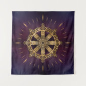 Dharma Wheel - Dharmachakra Wandteppich (Vorderseite (Horizontal))