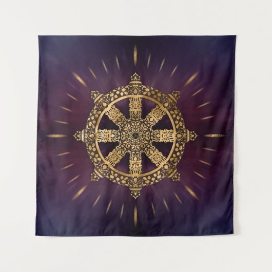 Dharma Wheel - Dharmachakra Wandteppich (Vorderseite (Horizontal))