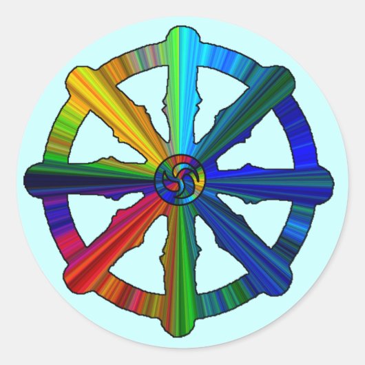 Dharma Wheel farbenfrohe Aufkleber (Vorderseite)