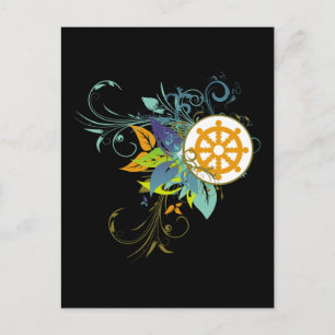 Dharma Wheel Floral Postkarte