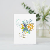 Dharma Wheel Floral Postkarte (Stehend Vorderseite)