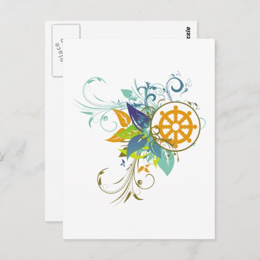 Dharma Wheel Floral Postkarte (Vorne/Hinten)