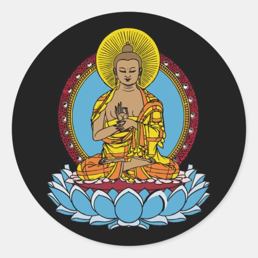 Dharmachakra Buddha Runder Aufkleber (Vorderseite)
