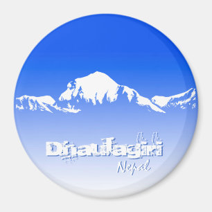 Dhaulagiri Gebirge Nepal Blau und Weiß Magnet