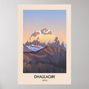 Dhaulagiri Nepal Reiseplakat Poster