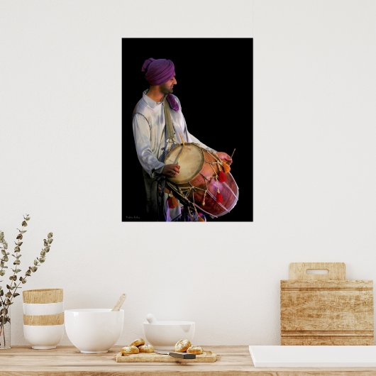 Dhol Drummer, Fine Art Fotograf Poster (Küche)