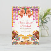 Dholki Einladungen Digital Mehndi einladen, Digita (Stehend Vorderseite)