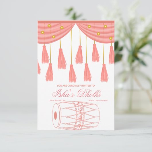 Dholki Invites Einladung (Stehend Vorderseite)