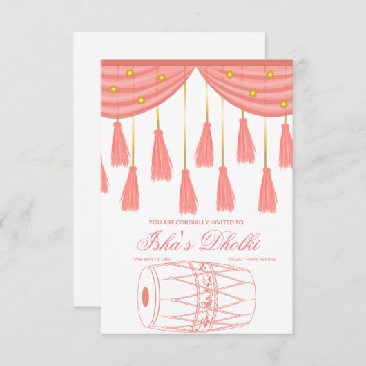 Dholki Invites Einladung (Vorne/Hinten)
