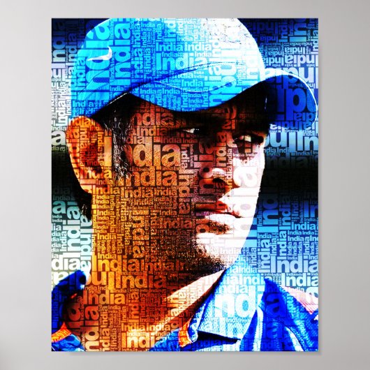 Dhoni Typografie Poster (Vorne)