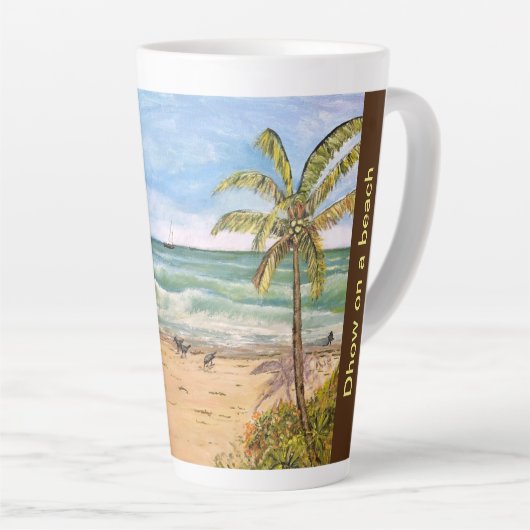 Dhow Boat a Beach, Latte Tasse (Rechte Ecke)