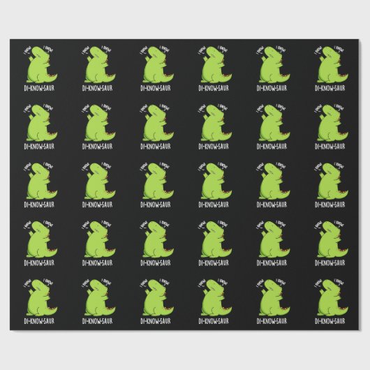 Di-know-saur Funny Dinosaur Pun Dark BG Geschenkpapier (Flach)