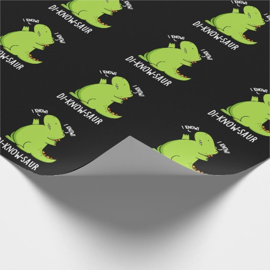 Di-know-saur Funny Dinosaur Pun Dark BG Geschenkpapier (Ecke)
