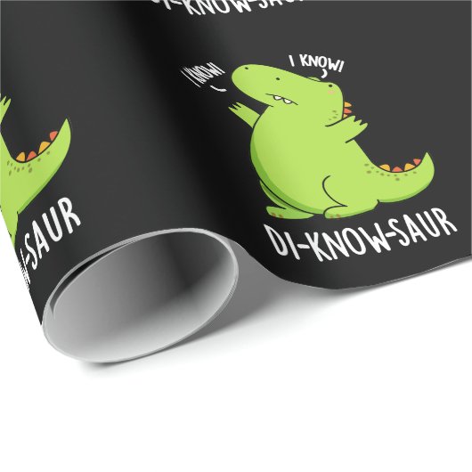 Di-know-saur Funny Dinosaur Pun Dark BG Geschenkpapier (Rolleneckpunkt)