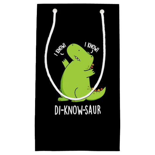 Di-know-saur Funny Dinosaur Pun Dark BG Kleine Geschenktüte (Vorderseite)