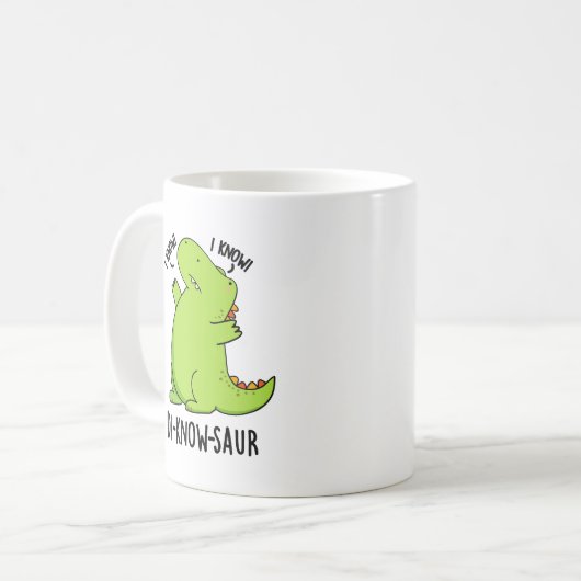 Di-know-saur Funny Dinosaur Pun Kaffeetasse (Vorderseite Links)