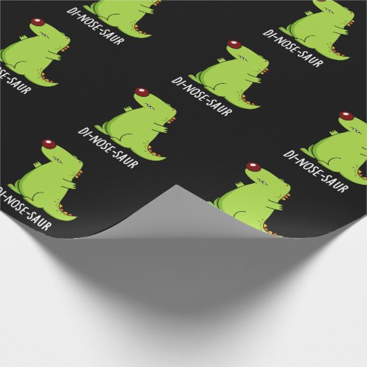 Di-nose-saur Funny Dinosaur Pun Dark BG Geschenkpapier (Ecke)