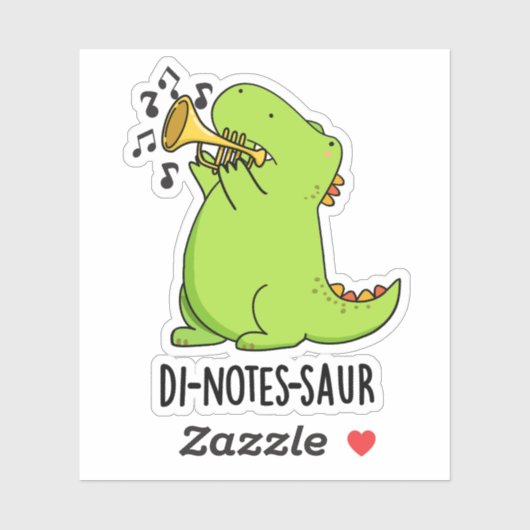Di-notes-saur Funny Dinosaur Pun Aufkleber (Blatt)