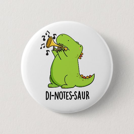 Di-notes-saur Funny Dinosaur Pun Button (Vorderseite)