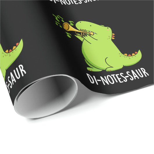 Di-notes-saur Funny Dinosaur Pun Dark BG Geschenkpapier (Rolleneckpunkt)